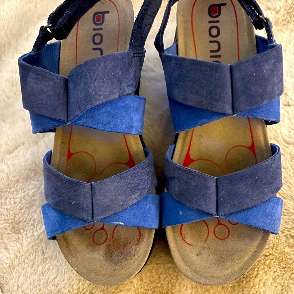 Bionda two toned blue platform wedge